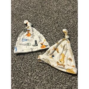 K42 Milkberry Kids Baby‎ Hats 2pc Set Dog Tools Construction Print Soft Knot Cap